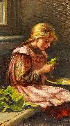 Girl cleaining lettuce, Giacinto Diano
